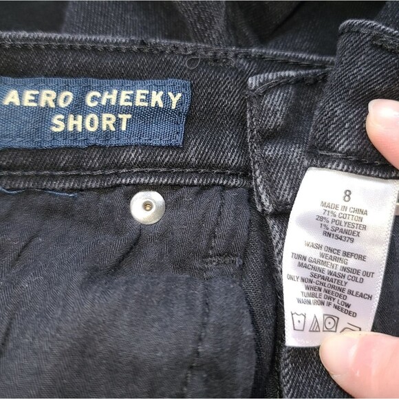 Aeropostale Black Cheeky Denim Shorts Size 8 - Picture 3 of 8